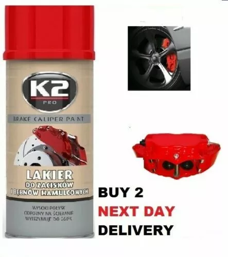 K2 BRAKE CALIPER PAINT RED HIGH GLOSS Heat 260°C Resistant Spray Lacquer 400 mL