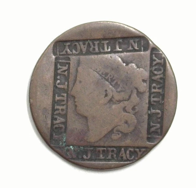1800'S Large 1C With Fantastic N. J Tracy Counter Stamp