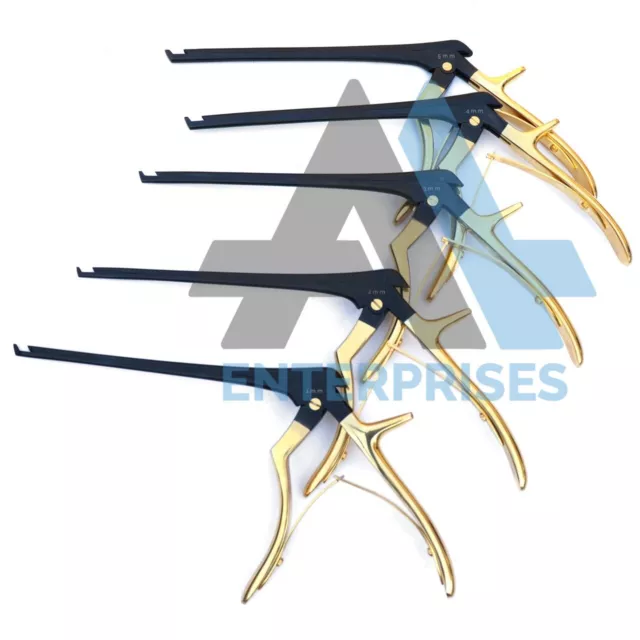 Kerrison Rongeurs 7" Set of 5 PCs Black, Gold (1,2,3,4,5mm) Cervical Orthopedic