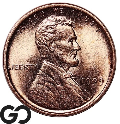 1909 VDB Lincoln Cent Wheat Penny, Lustrous RED, Superb Gem BU++ RD!