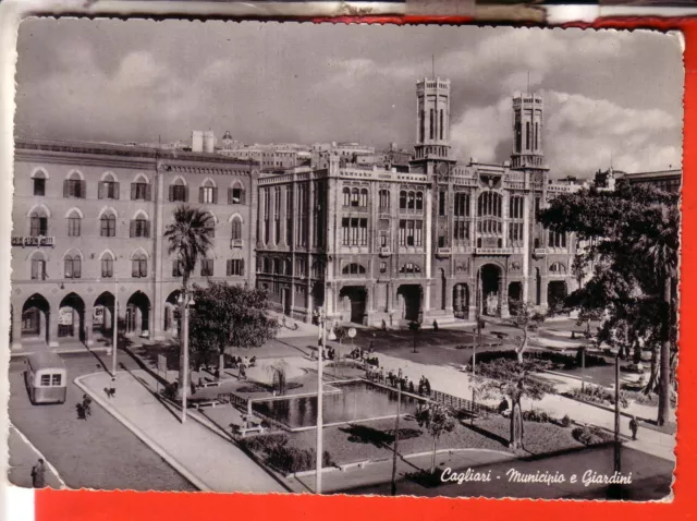 Cartolina  Cagliari   Citta'   B/N    Viaggiata 1955 Piazza Municipio   Regalo