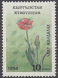 Kirguistán Mi.N. 31A Flora Nativa, Tulipa greigii, gez. (10)