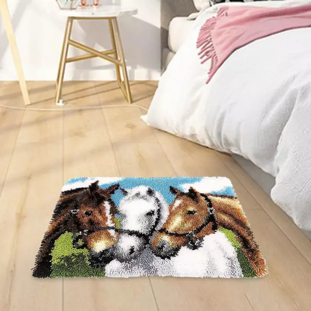 Horse DIY Making Embroidery 3D Latch Hook Rug Kit for Beginners Kids