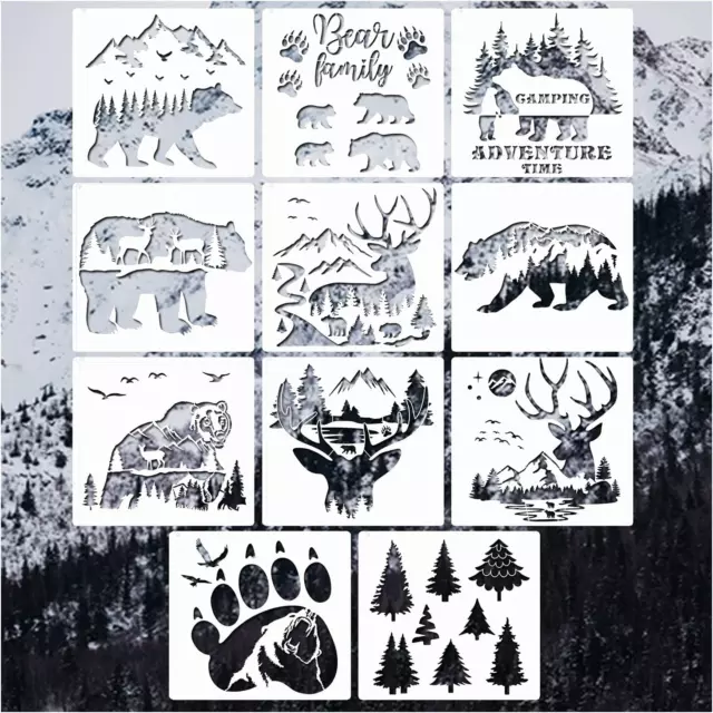 22 Pcs Wildlife Forest Animal Stencils Reusable Templates for Painting on  Woods