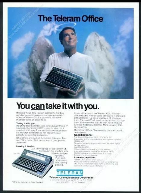 1983 Teleram 3000 portable computer angel man photo vintage print ad