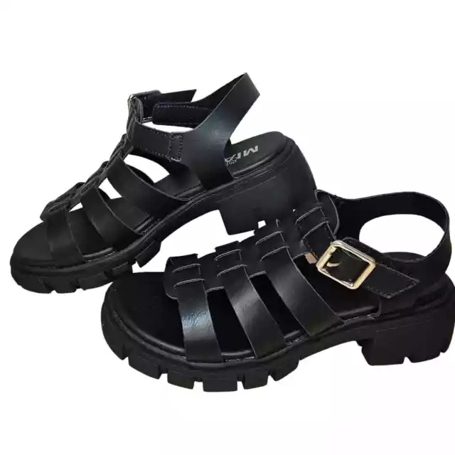 Mia Girls Youth Sandals Black Size 3 Self Closure Platform Shoes Lug Grip Soles