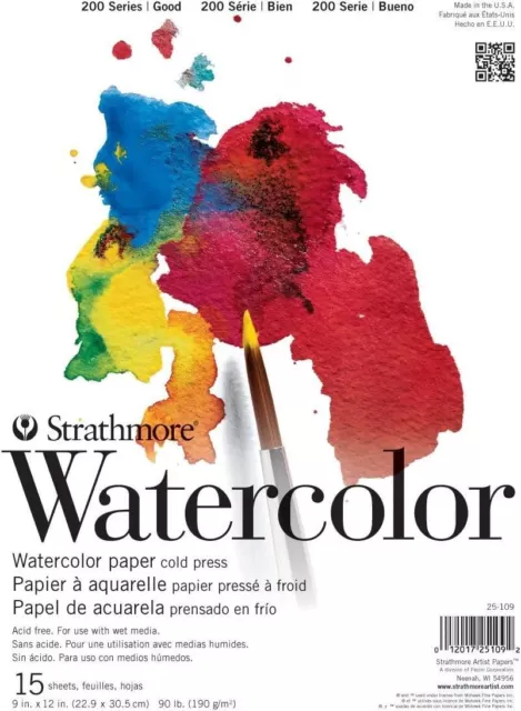 Strathmore 200 Series Watercolour 190gsm Cold Pressed Paper Pad 11 x 15"