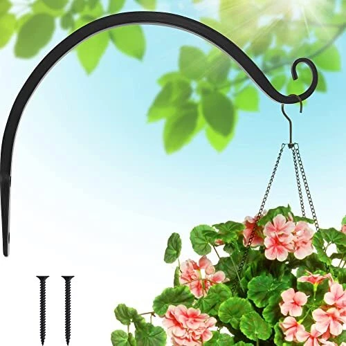Plant Hanger Hook 8.5â€ Inch Hand Forged Curved Black â€“ Heavy Duty Iron Wall