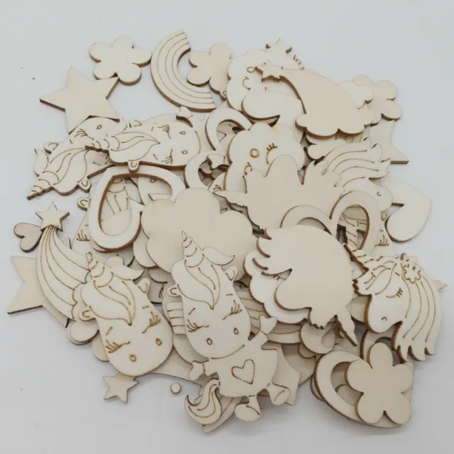 30pcs Unicorn Wooden Cardmaking Hanging Ornament Embellishment Wood Pieces Craft
