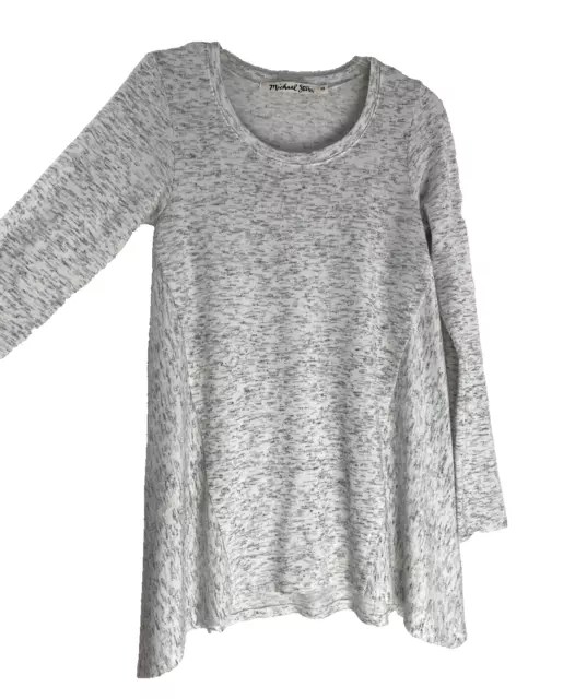 Michael Stars Long Sleeve Scoop Neck Shift Tunic Sweater Top Gray Womens XS 3
