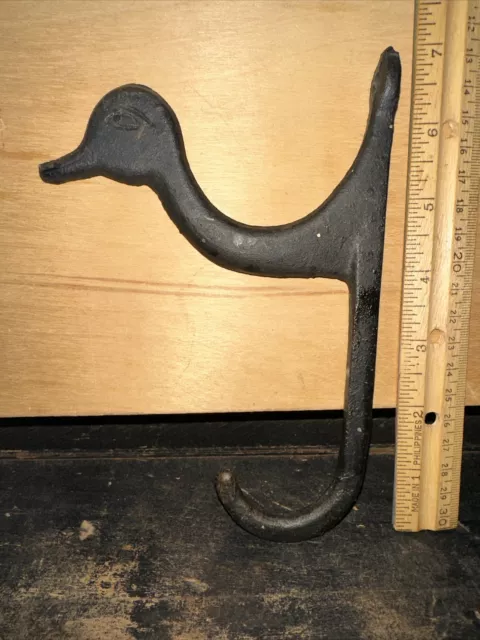 Vintage Metal Duck Goose Head Wall Mount Double Hook Clothes Coat Hat Hanger