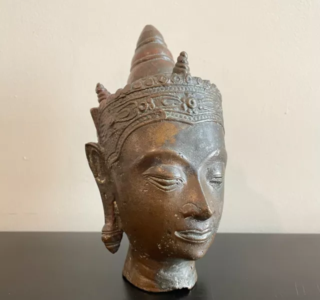 Vintage Thai Thailand Ayutthaya bronze Buddha Bronze Buddha Head