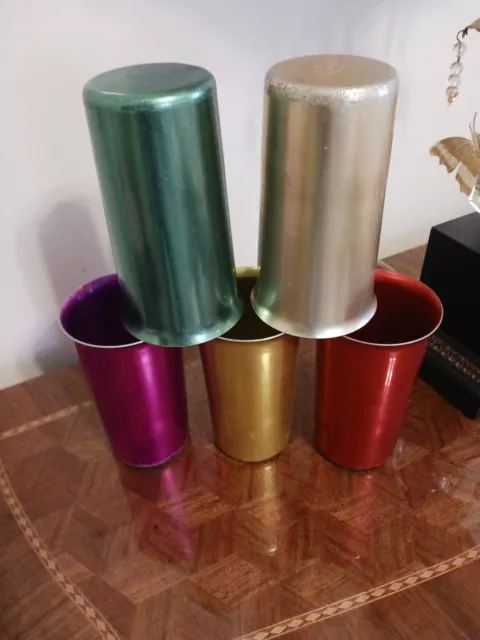 Set Of Five Sunburst Vintage Cups