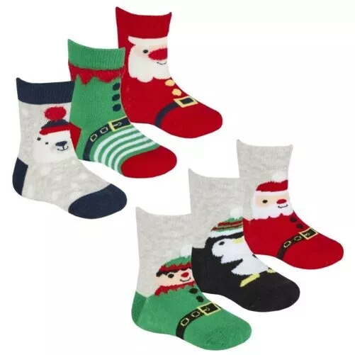 Bébés 6 Paires De Chaussettes de Noël En Cardé Paquets