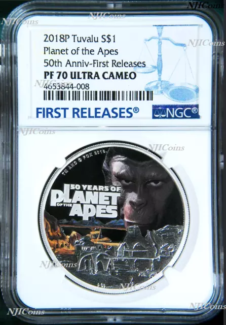 2018 Planet of the Apes 50th Anniversary SILVER PROOF $1 1oz COIN NGC PF70 UC FR