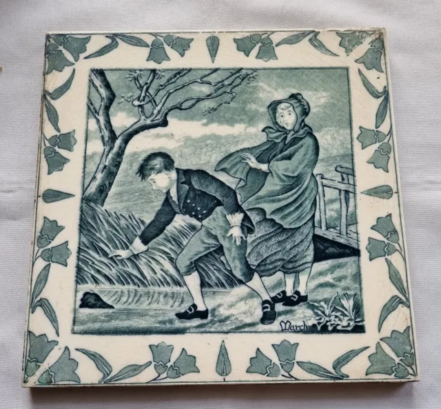 Josiah Wedgwood Tile. Old English. Months Of The Year. 8 Inch. (March) C1885. 2