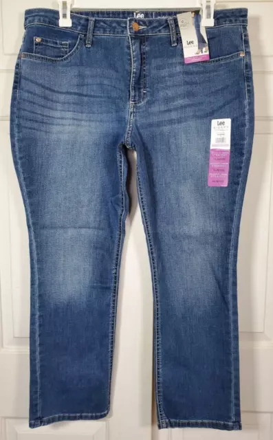 NWT Lee Riders Womens Regular Fit Mid Rise Straight Jeans sz 18 Petite (37 x 27)