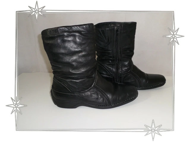 Bottines Fantaisies en Cuir Souple Noir Fourrées K by Clarks Pointure 7 - 41 Fr