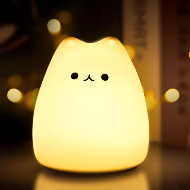 LED Lamps Night Light Cute Cat ‎Touch Control With 9-Color Changing Kids Gifts