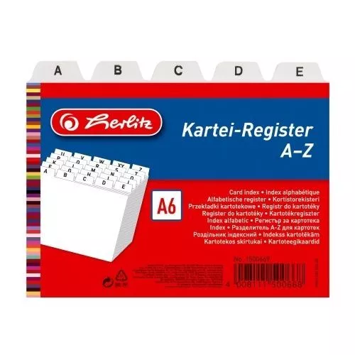 Karteiregister Leitregister A6 A-Z weiß Herlitz