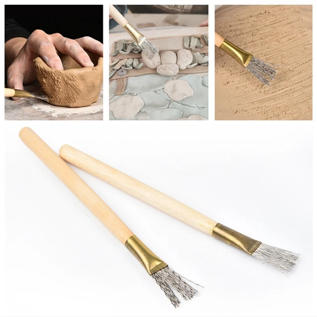 2 Brosses à Carder En Bois Avec Tige - Pour Feutrage à L'aiguille, Mélange Et Peignage De Laine - Outil Laine Feutrée
