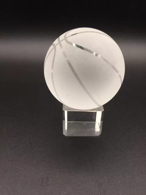 Glass Crystal Basketball With Stand Paper weight or Tabletop Decoration