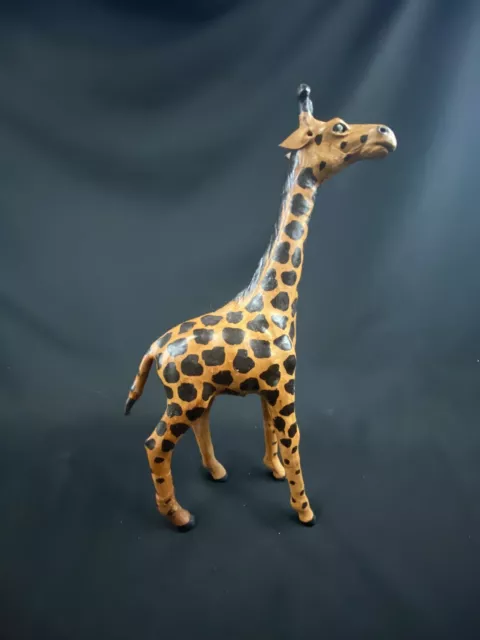 Leather Wrapped Giraffe Statue Tall Figurine Animal Art Safari Decor