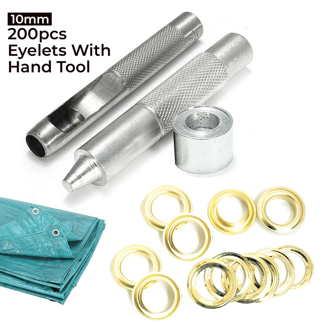 Juego de herramientas de troquel de oro de 10 mm con ajuste de ojal para cuero, artesanal 200 piezas