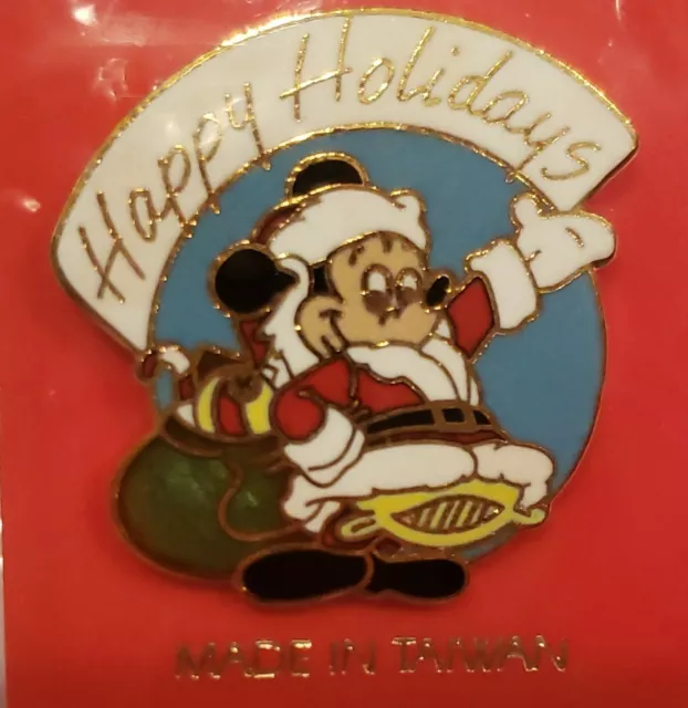 Vtg Disney Christmas Trading Pin Santa Mickey Mouse Enamel Happy Holidays 1996
