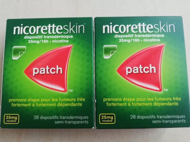 2 boites Nicoretteskin 25mg/16h- 28 patchs transdermiques par boite = 56 patchs
