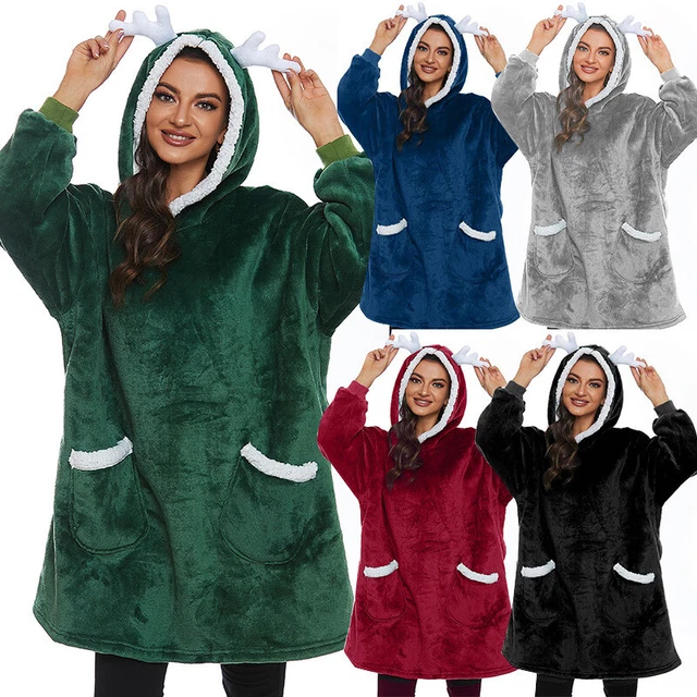Cute Christmas Antlers Lazy Blanket Sweater Casual