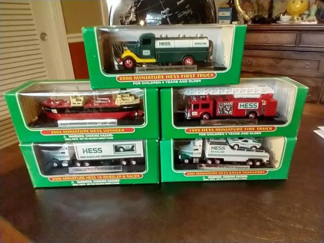 Set 5 Miniature Hess Trucks 1999 2000 2001 2002 2006 Fire Voyager *LOOK*