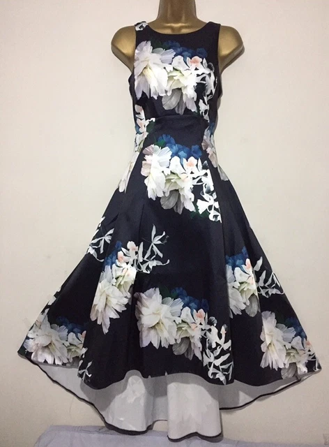 BNWT STUNNING COAST Navy Eamed Floral Print Hi Low Twill Occasion