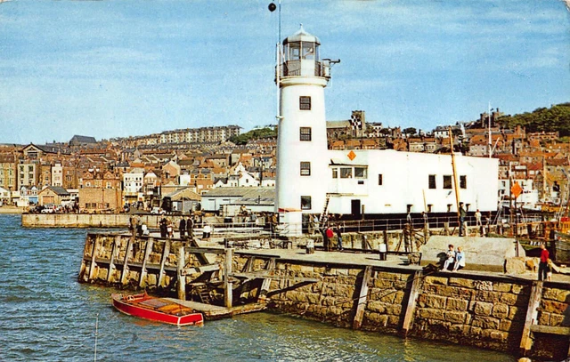 Postcard Scarborough Lighthouse Motorlaunch Boat posted