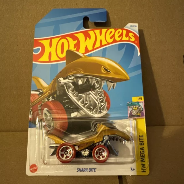 NEW 2024 HOT Wheels 18/250 GOLD SHARK BITE HW Mega Bite 1/5 8.00