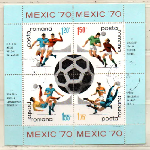 Rumänien 1970 MiNr.: Bl75 Fussball WM Mexico gestempelt; Romania used