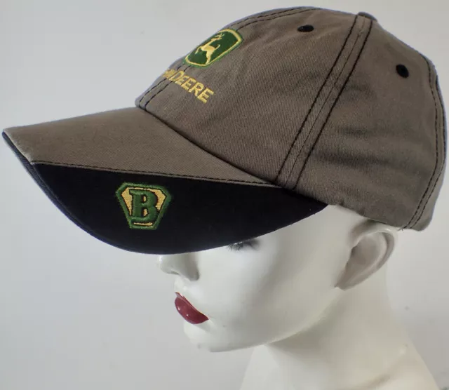 Black & Tan JOHN DEERE Logo Trucker Hat Baseball Cap Bader & Sons Co. NWOT