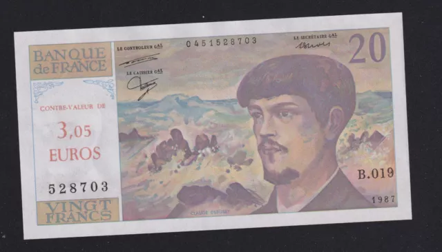 Billet de France, 3,05 euros sur 20 f Debussy surcharge de complaisance UNC 👍👍 2