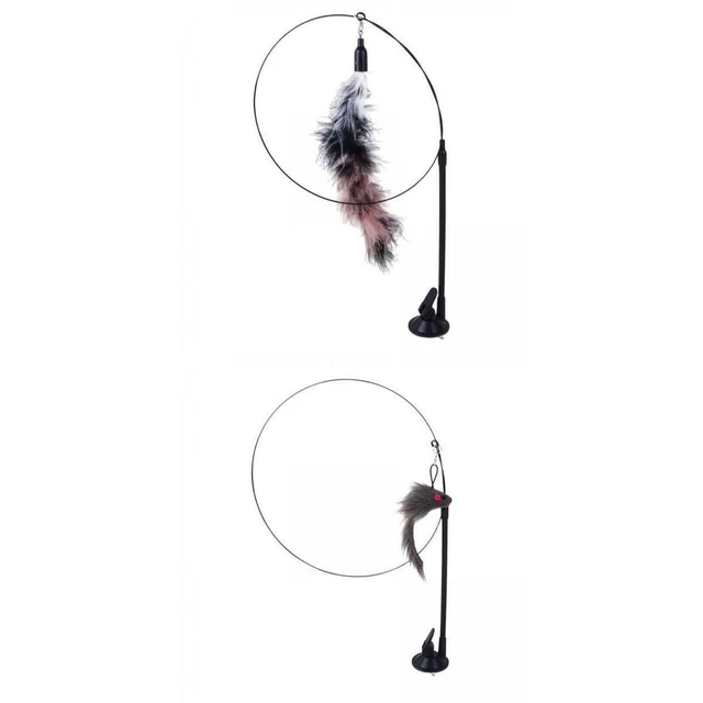 Lot de 2 jouets en plumes pour chat avec longue tige avec base à ventouse