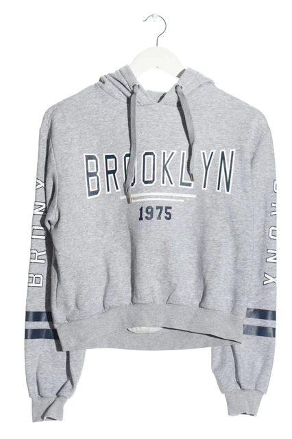 H&M DIVIDED felpa con cappuccio donna taglia DE 38 grigio chiaro look casual