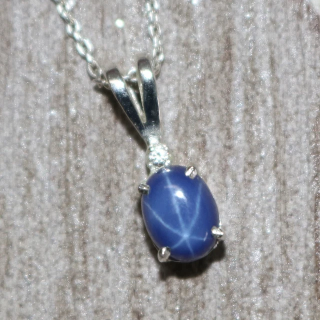 9ct Natural Star Blue Sapphire Gem Pendant 925 Sterling Silver Fashion Jewelry