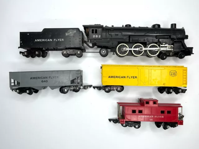 Vintage American Flyer S Gauge #4904T Pacific 3 Car Freight Train Set