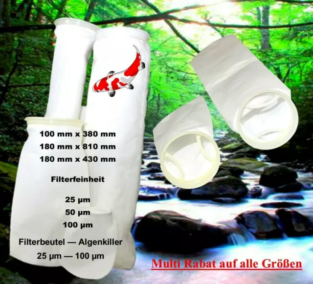 Filterbeutel Algenkiller 25µm - 100µm - Nadelfilz für Koi Teich,Pool,IBC Deckel
