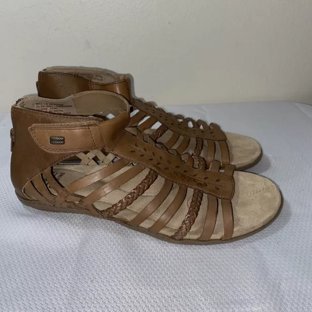 Earth Origins Belle Bruna Brown Gladiator Leather Sandals Womens Size 10 BOHO