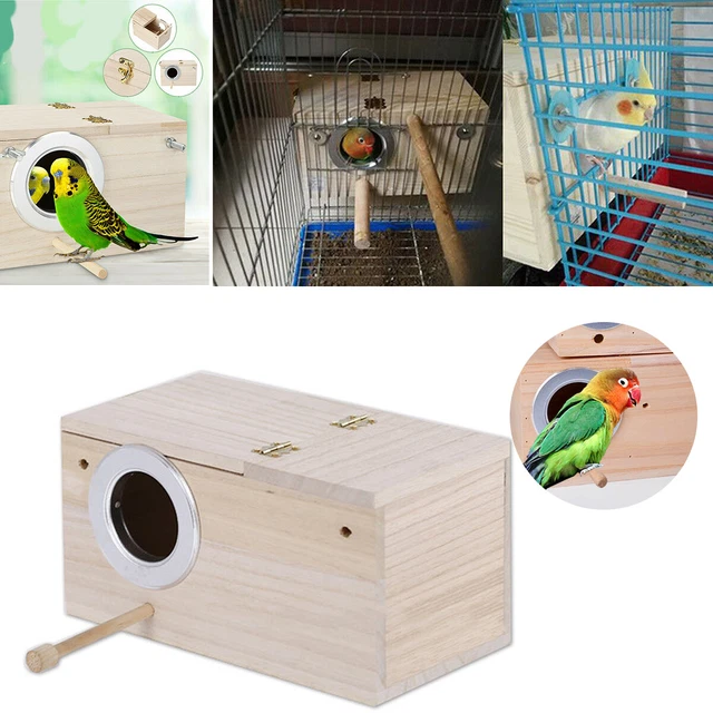 Parrot Box BIRD BREEDING BOX Cage Nest For Parrot Nesting House Wooden Lovebirds ...