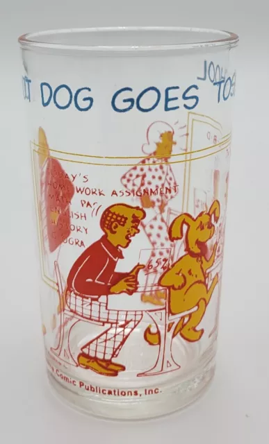 Vintage 1971 Archie Comic Glass Hot Dog Goes To School