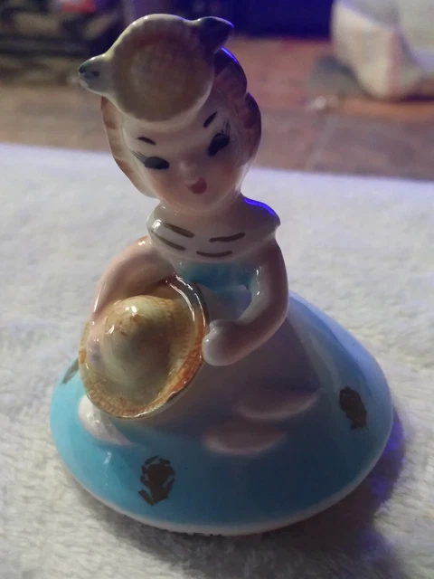 VINTAGE RARE- 1920's Norcrest "Summer" Bell - Holding Straw Hat
