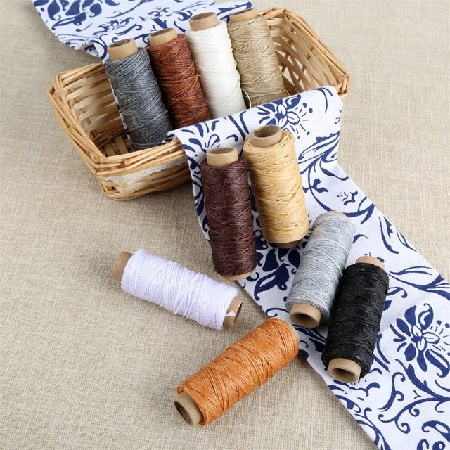 10 rollos hilo de coser de cuero a mano 150D línea de cera plana de costura 50 m/rollo 10 colores