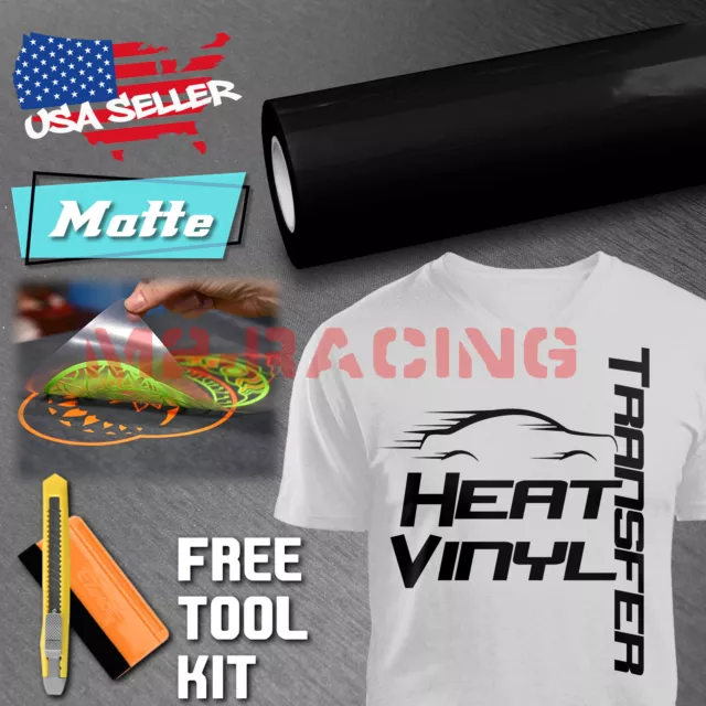 Matte Black Heat Transfer Vinyl HTV T-Shirt 20" Wide Roll Iron On / Heat Press