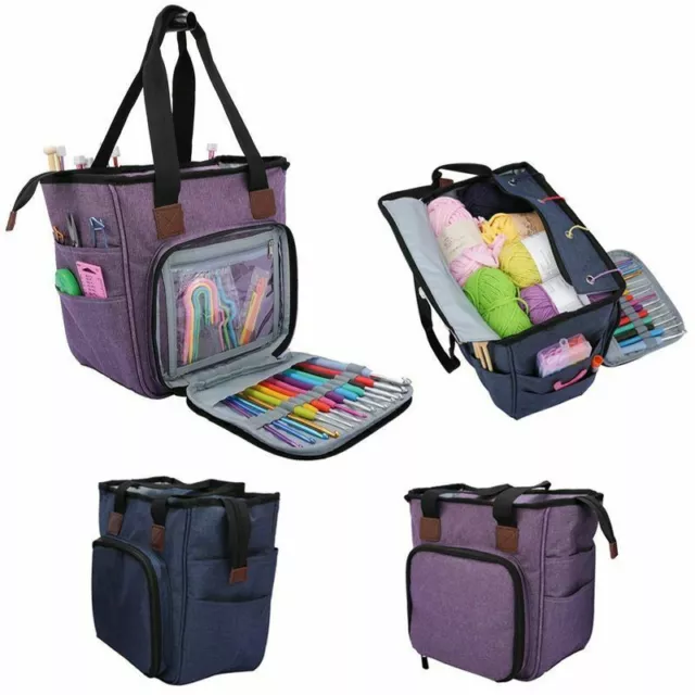 Knitting Yarn Storage Bag Crochet Hooks Sewing Tool Tote Organizer Holder Bag